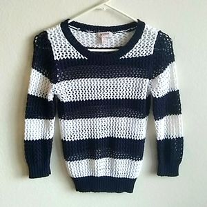 ARIZONA JEAN CO. NAVY STRIPED KNITTED SWEATER